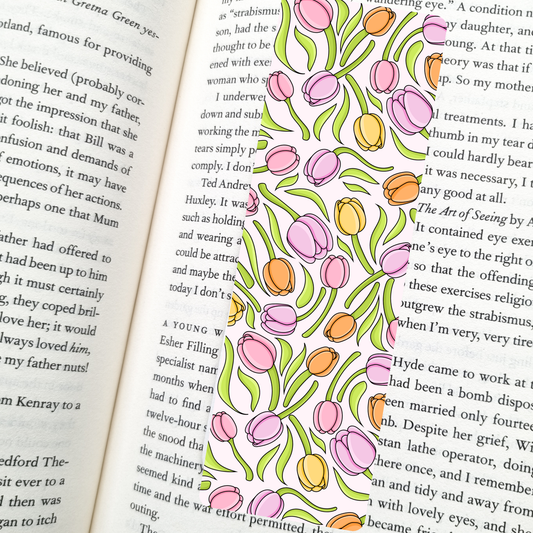 Spring Tulips Bookmark | Soft Matte Laminated 