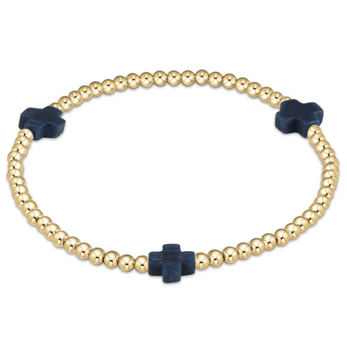 Signature Cross Gold 3mm Navy