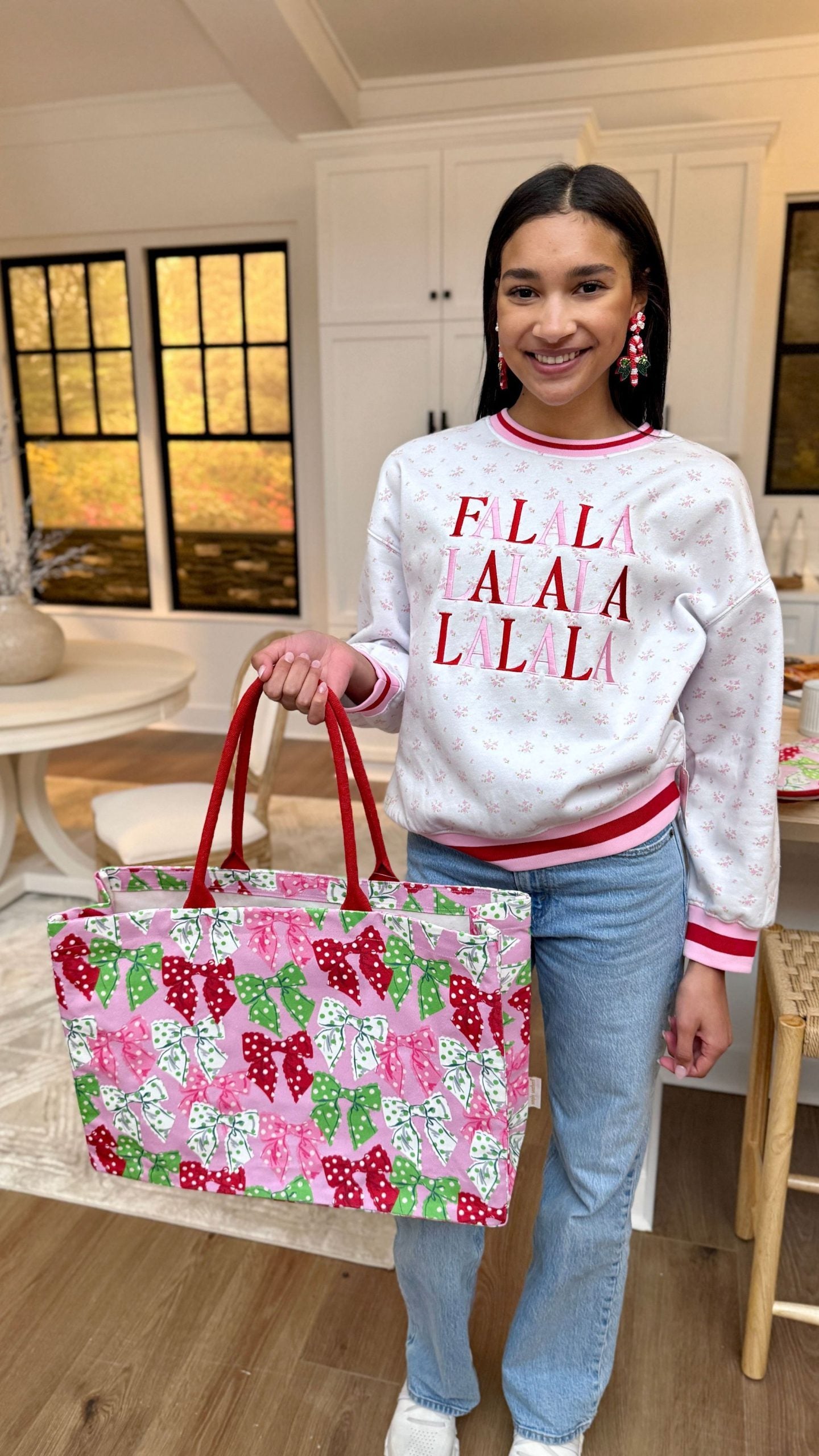 FA LA LA Floral Varsity Crew