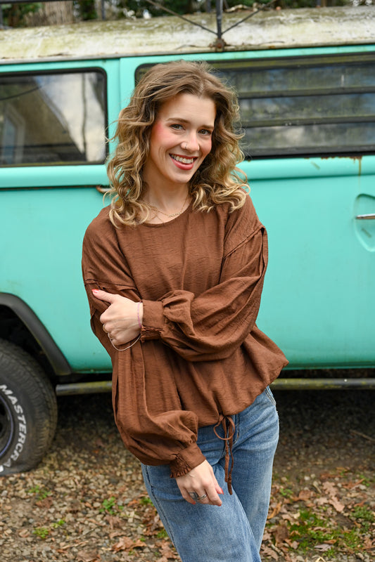 Work For It Brown Top