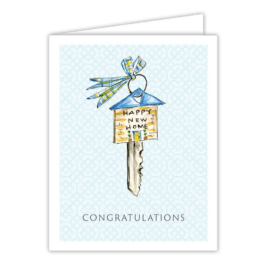 Handpainted Happy New Home Key Greeting Card