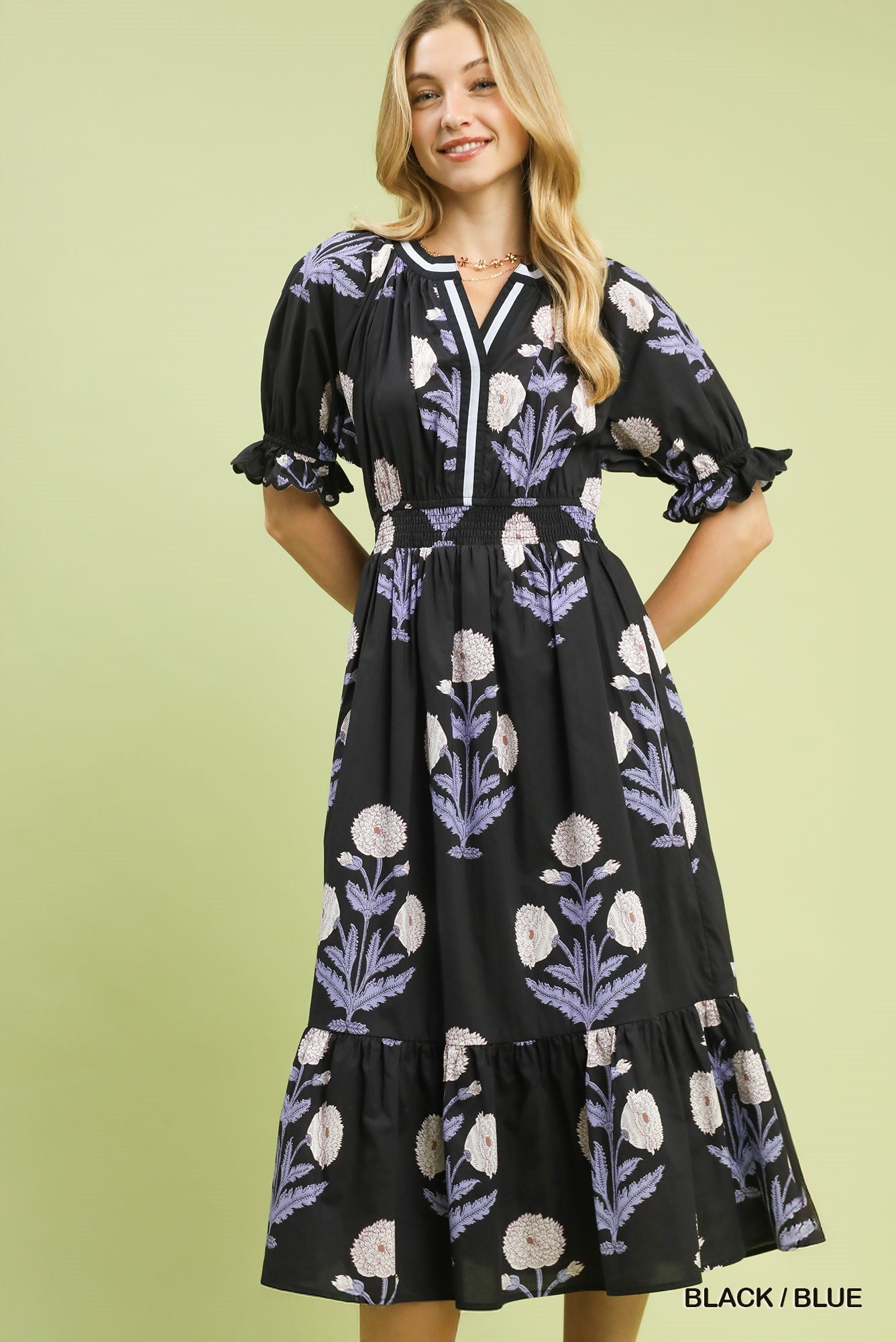 Bowie Blue Floral Midi