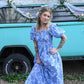 SS Blue Vintage Smocked Maxi Dress