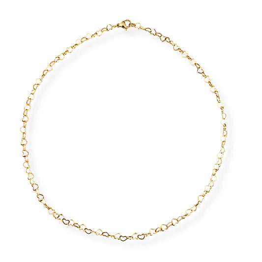 Gold Love Chain Heart Necklace
