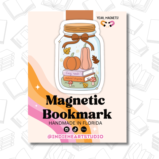 Magnetic Bookmark – Autumn Cottagecore Jar Design