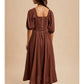 Mocha Cotton Square Neck Maxi Dress