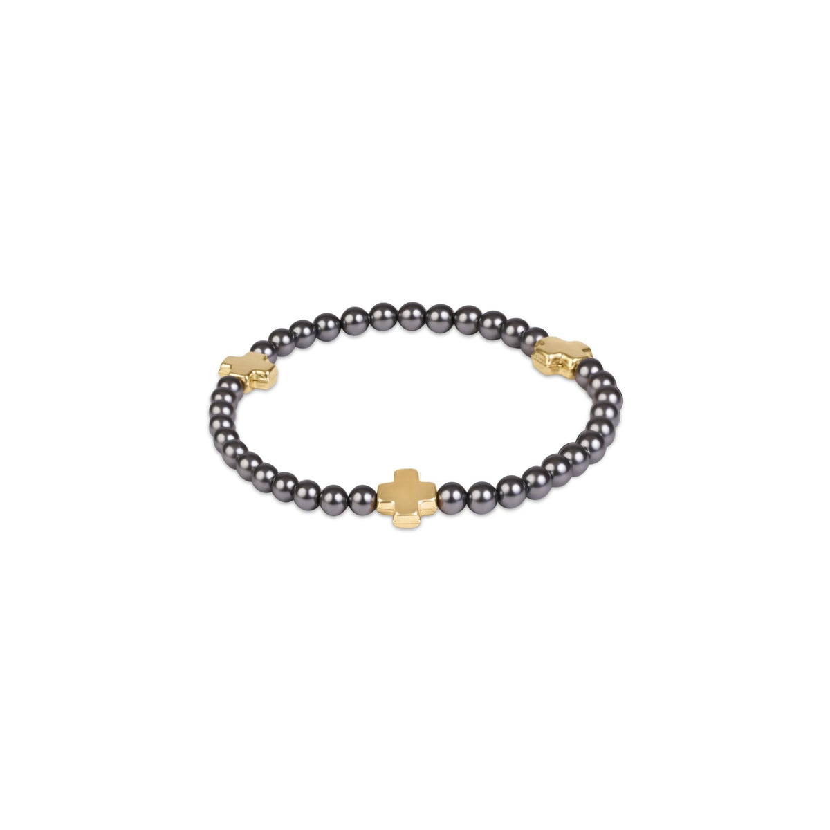 4mm Pearl Cross Dark Grey Gold - She Chester