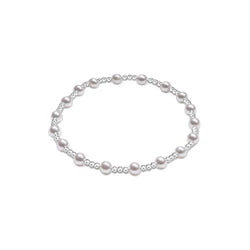 Classic Sincerity Pattern Sterling 4mm Bead Bracelet - Pearl