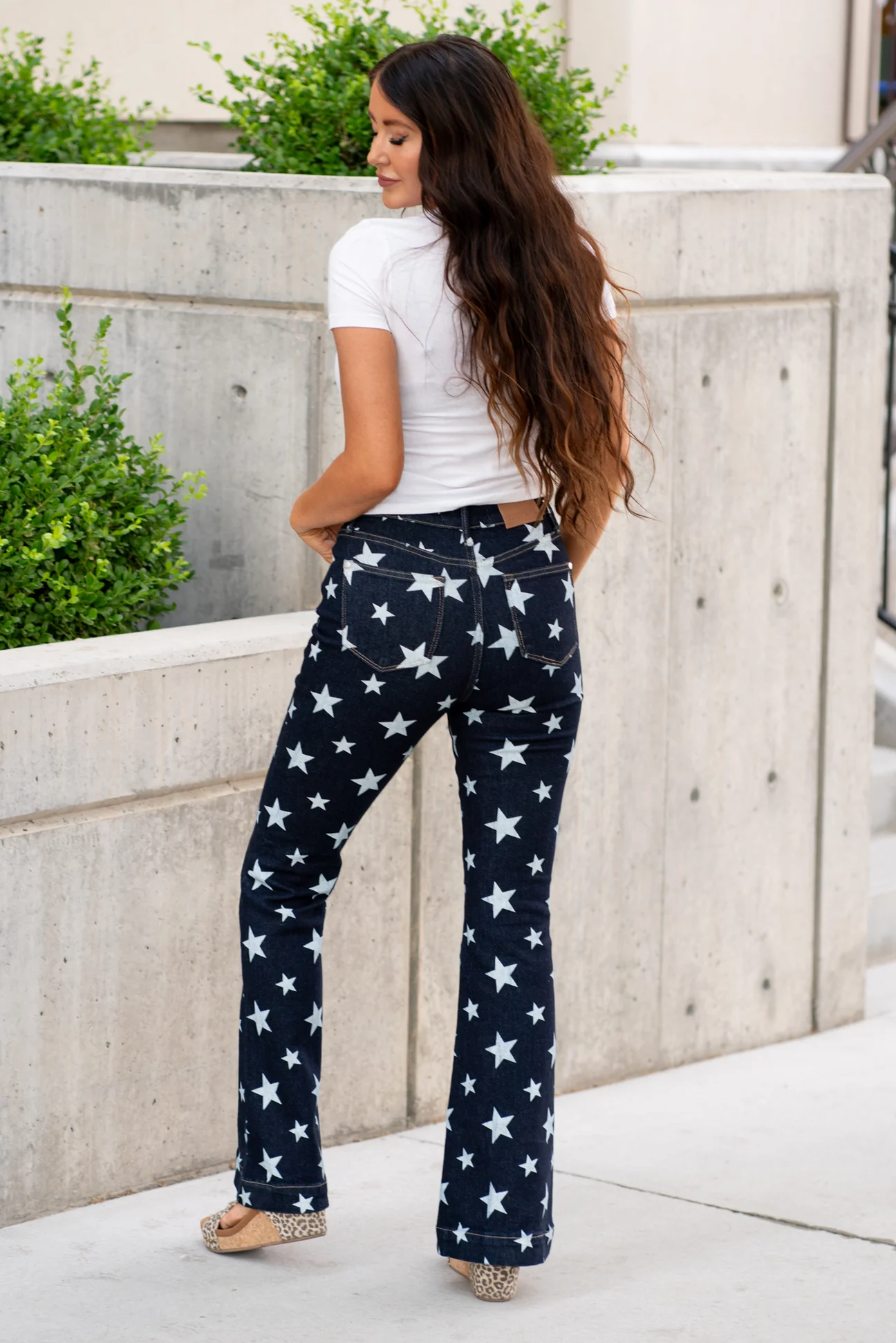 High Rise Star Flare Jeans -