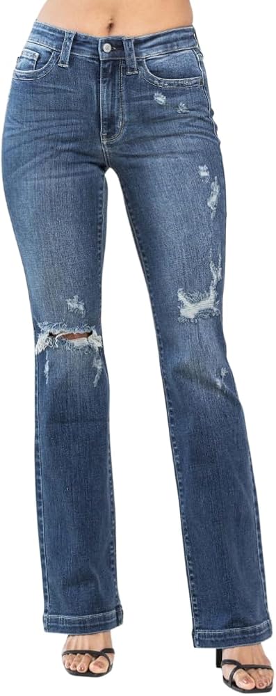 Mid Rise Destroy Bootcut Jeans -