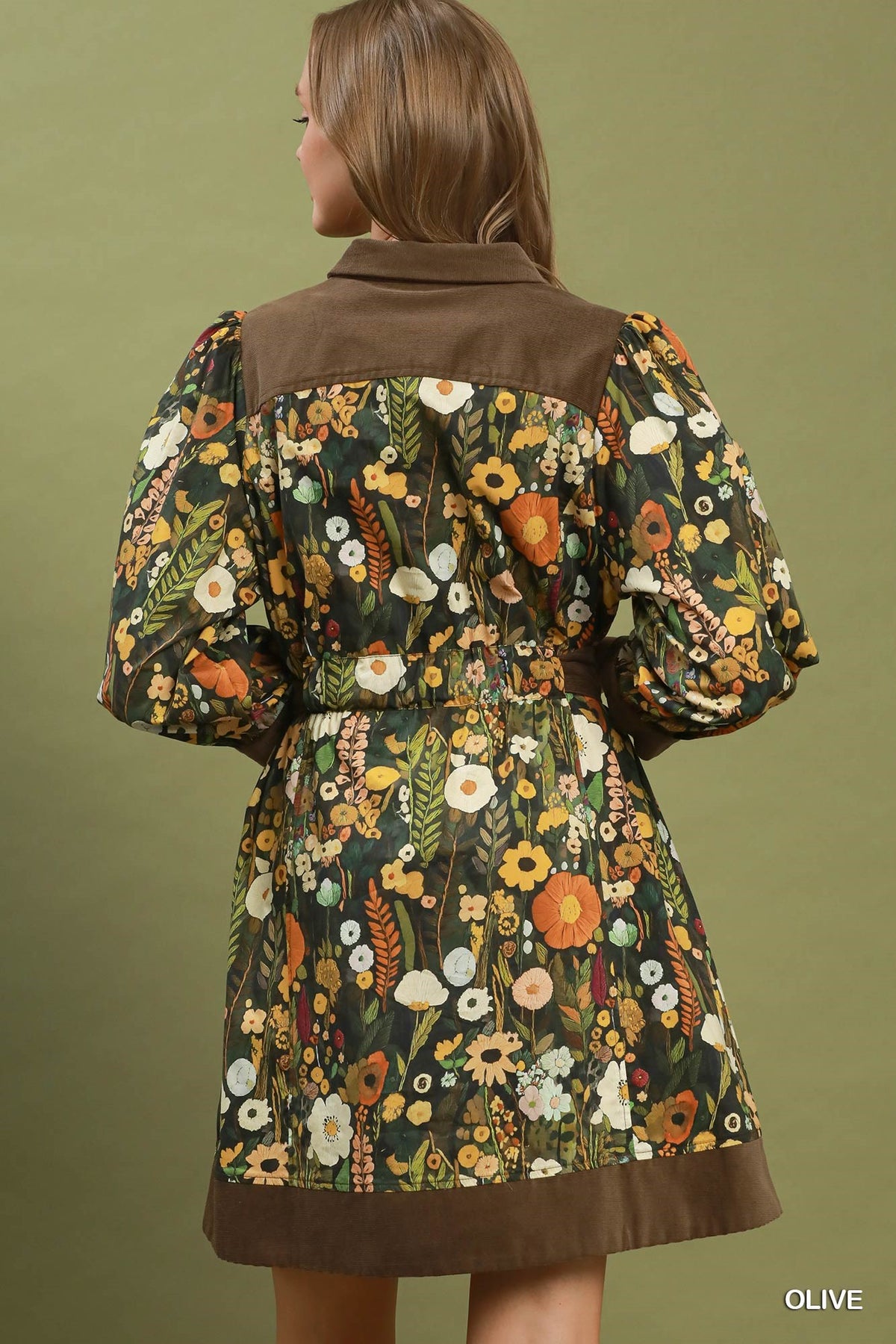 Fleur Olive Floral Dress -