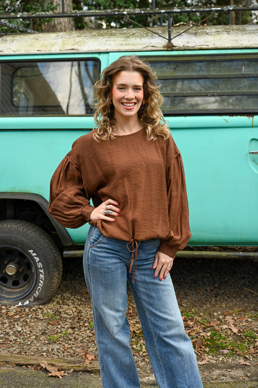 Work For It Brown Top