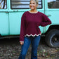 Sawyer Burgundy Scalloped Sweater