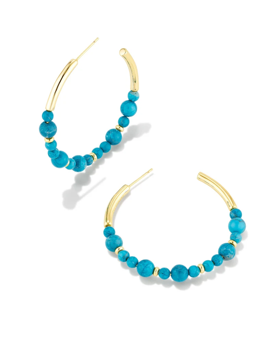 Jovie Gold Teal Beaded Hoop