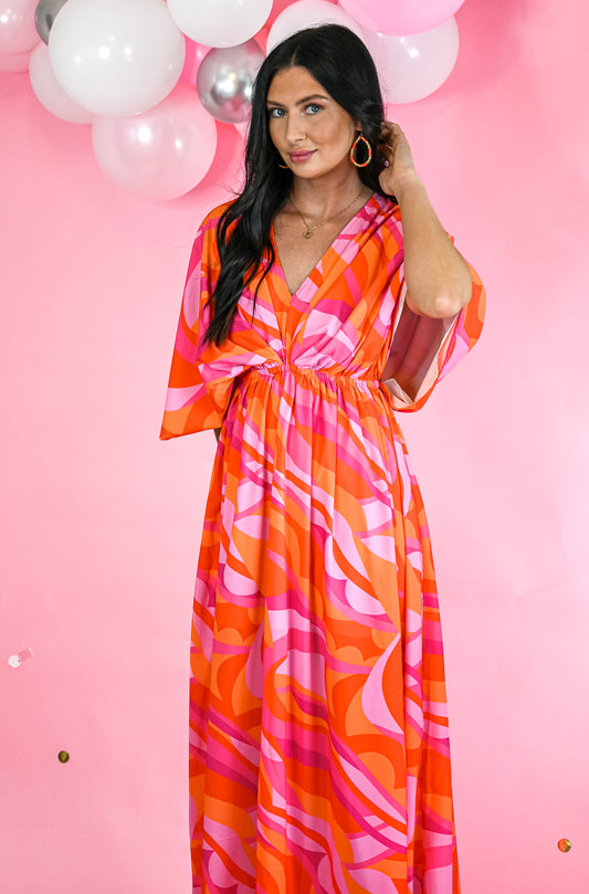 Vibrant Swirl Maxi Dress -