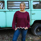 Sawyer Burgundy Scalloped Sweater