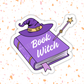 Book Witch Sticker – Halloween Bookish, Glossy Vinyl : 2.5"