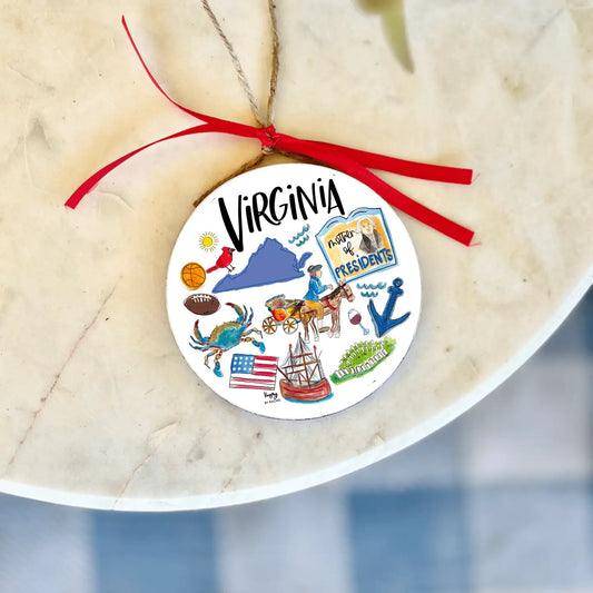 State of VA Wood Ornament