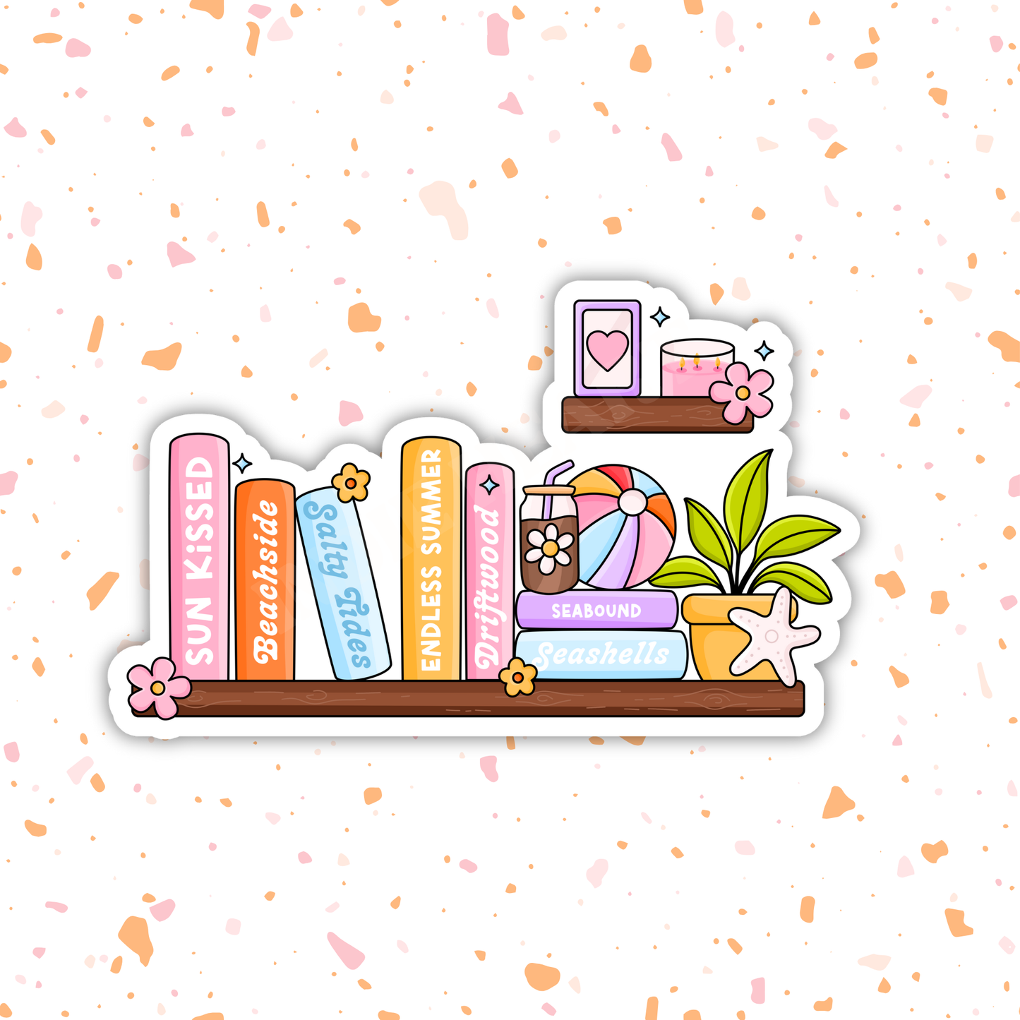 Summer Book Shelf Vinyl Sticker – Summer Book Lover : 2.5"