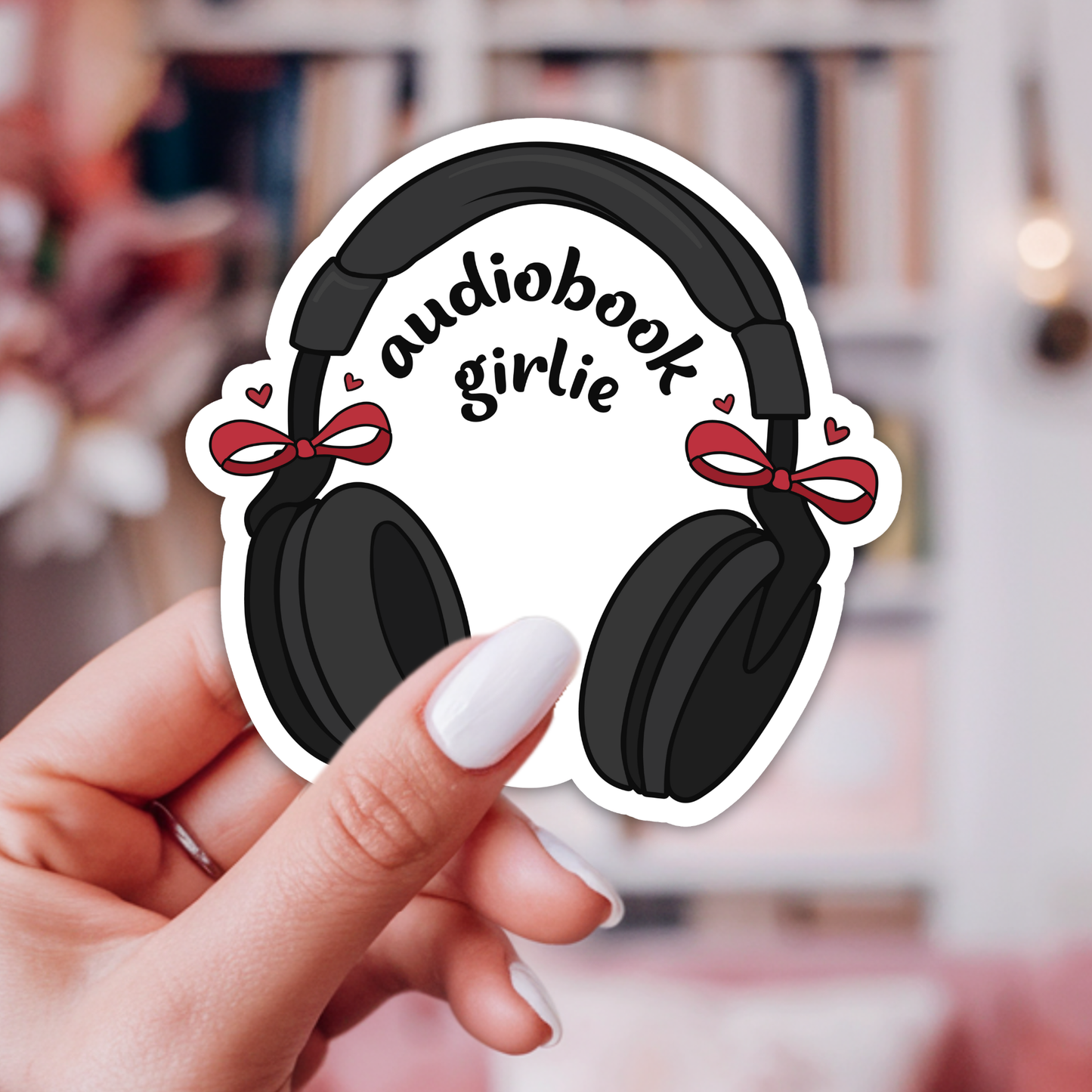 Audio Book Girlie Sticker: 2.5"
