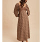 Brown Floral Lace Panel Maxi Dress
