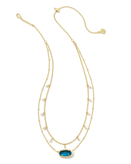 Elisa Pearl Neck Gold Teal Abalone