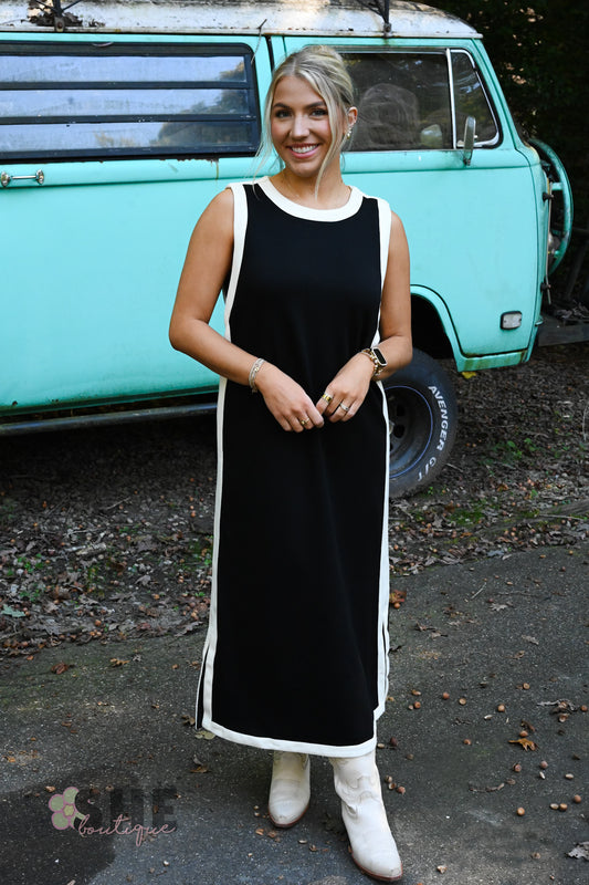 The Elaine Trimmed Black Maxi