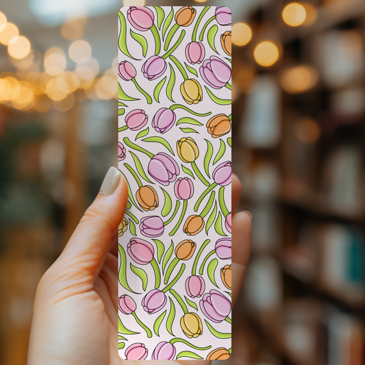 Spring Tulips Bookmark | Soft Matte Laminated 