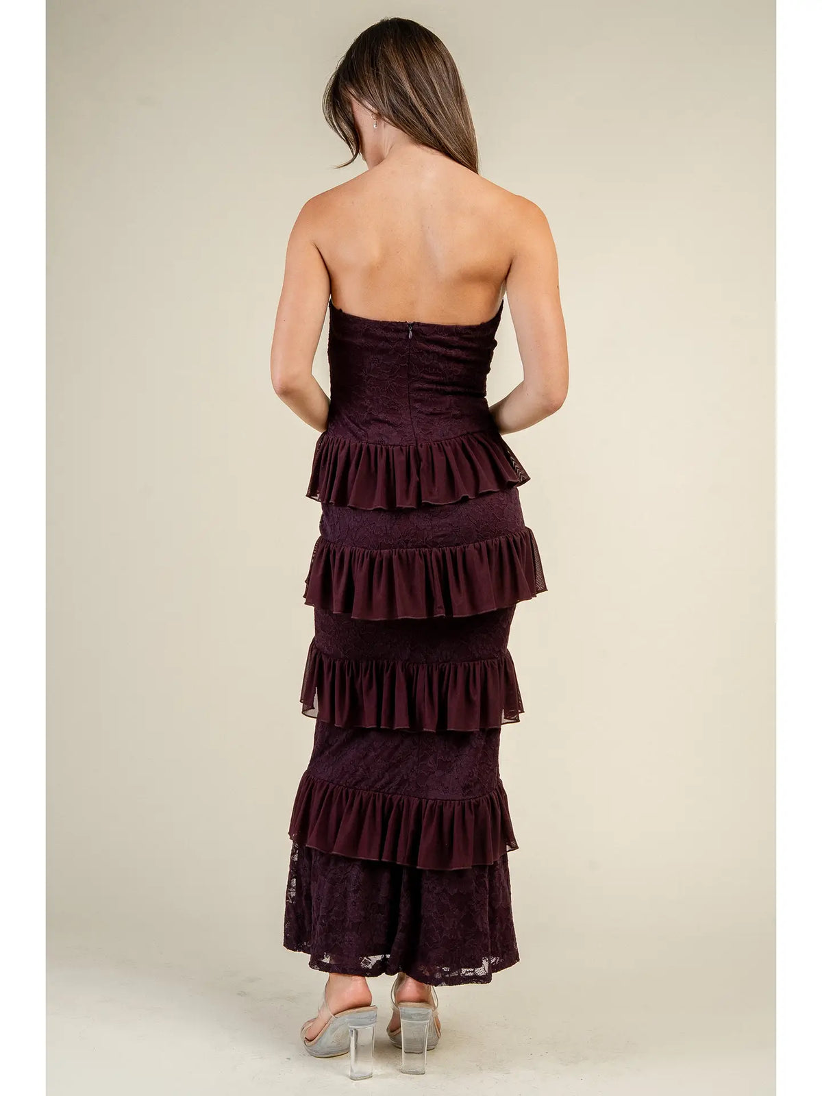 Poesy Maroon Ruffle Dress