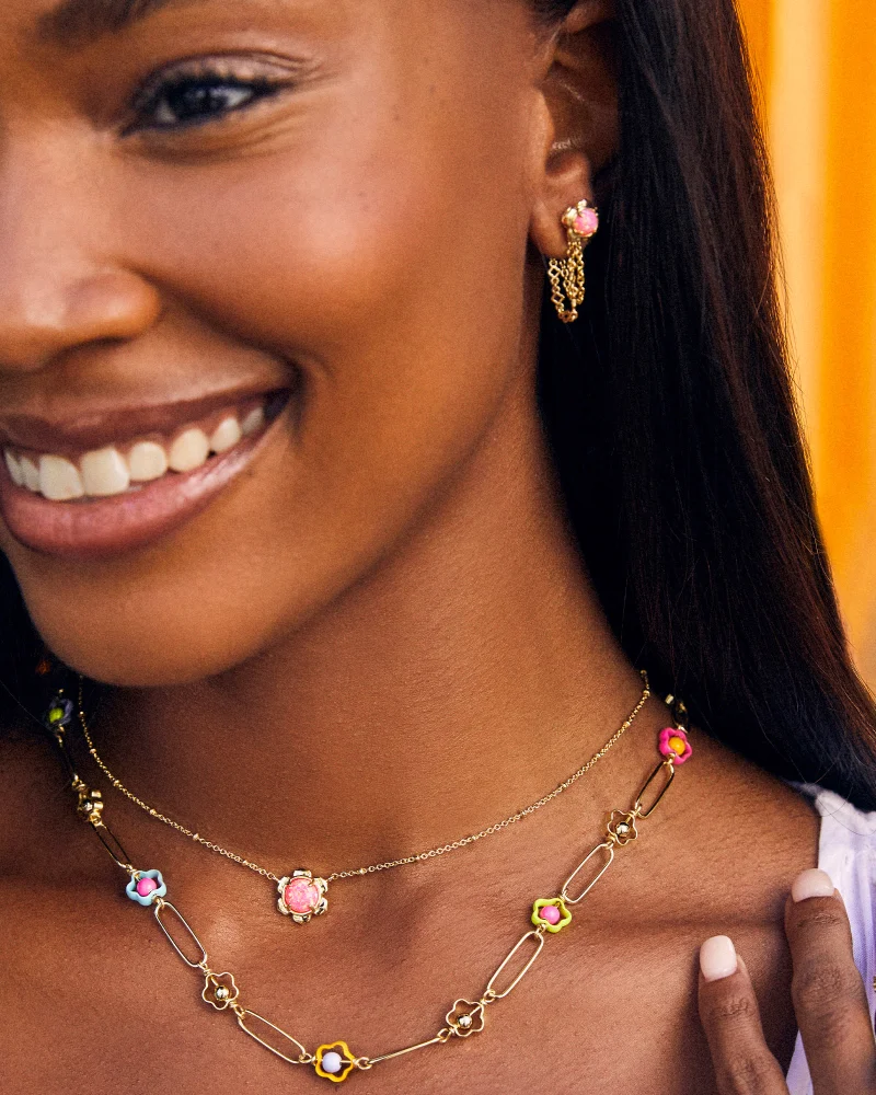 Susie Short Gold Hot Pink Opal