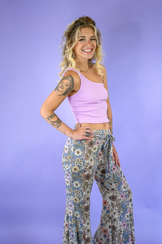 Flower Power Wide Leg Flare Pants -