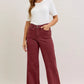 Burgundy Hight Waist Retro Wide Jeans Style 881032