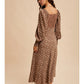 Brown Floral Lace Panel Maxi Dress