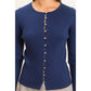 Ribbed Button Front Cardigan: Navy