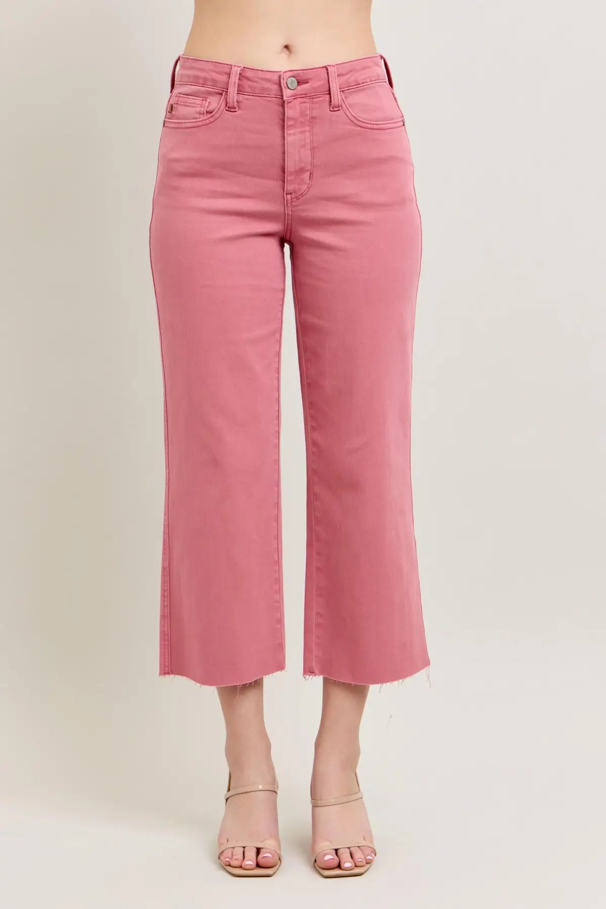 HW Garment Dyed Crop Wide Leg - Rose 88983
