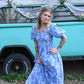 SS Blue Vintage Smocked Maxi Dress