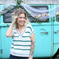 SS Green Stripe Sweater Top