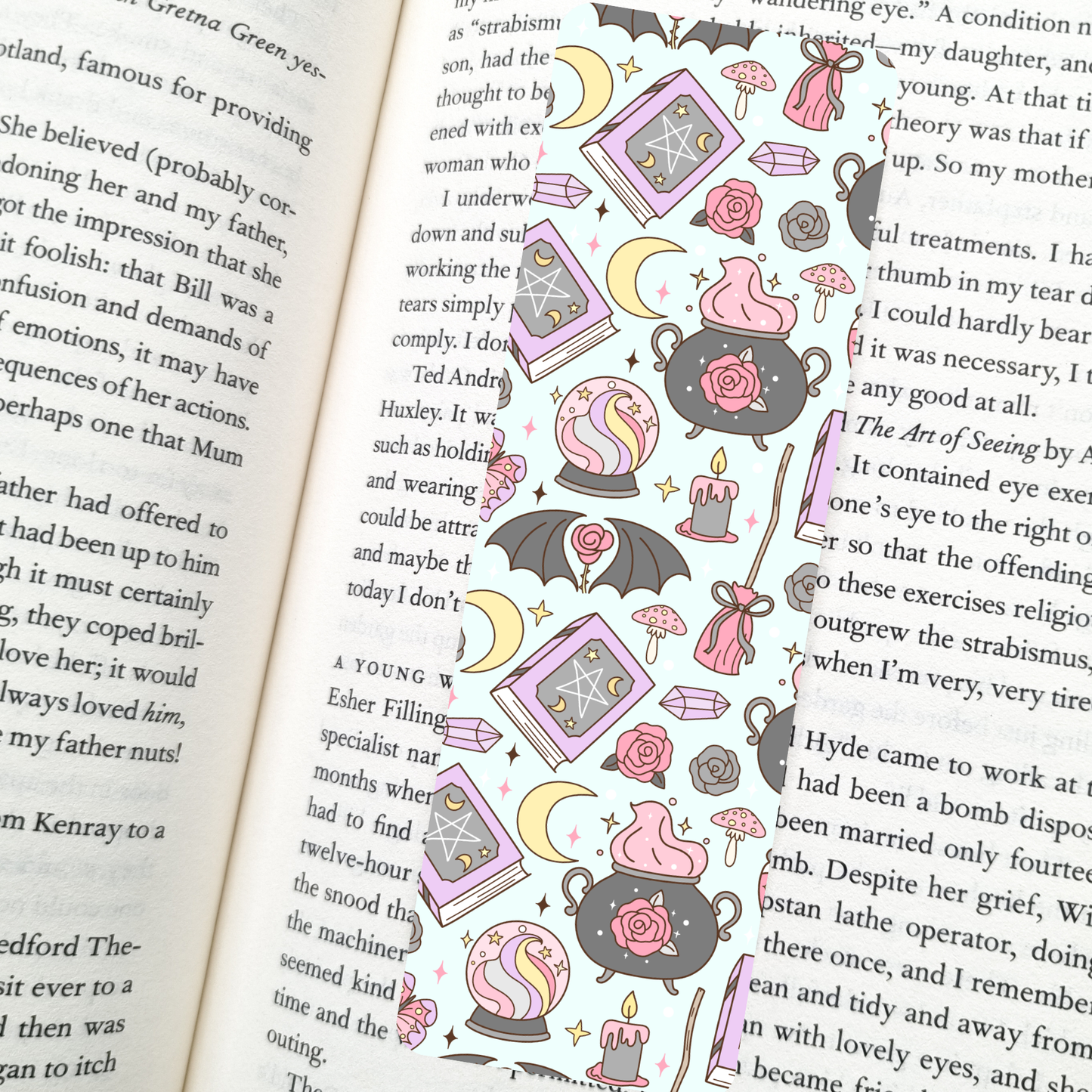 Pastel Witch Bookmark – Soft Matte Laminated  