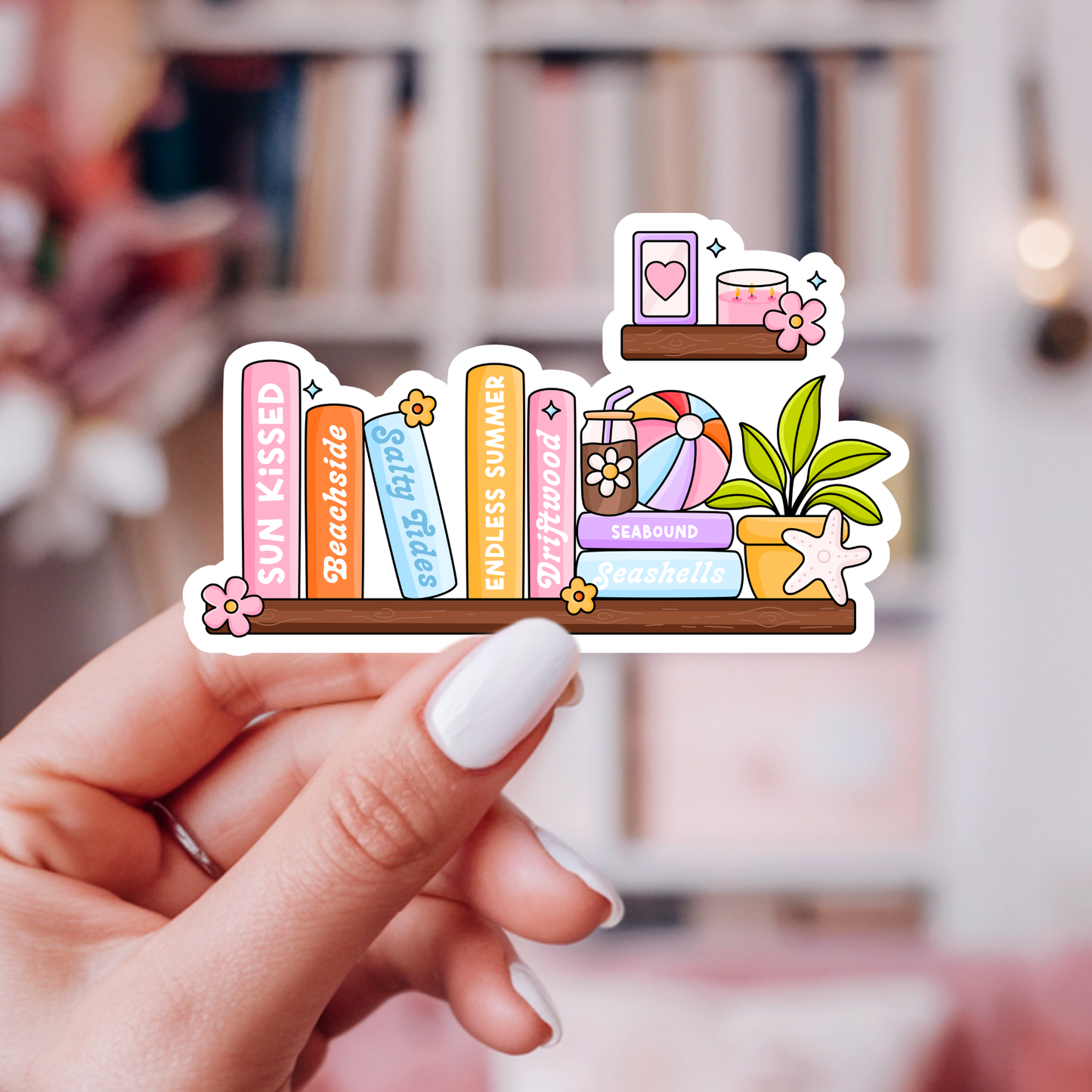 Summer Book Shelf Vinyl Sticker – Summer Book Lover : 2.5"