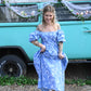 SS Blue Vintage Smocked Maxi Dress