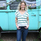 SS Green Stripe Sweater Top