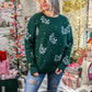 Ho Ho Ho Printed Green Sweater With Pearls