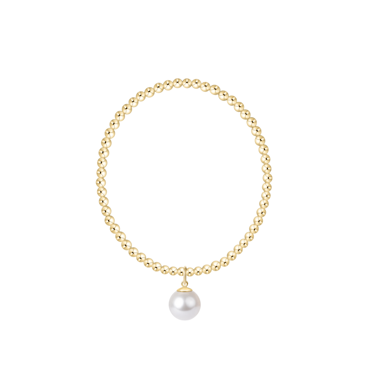 Classic Gold 3mm Bracelet - Classic Pearl 10mm Charm