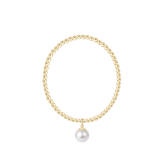 Classic Gold 3mm Bracelet - Classic Pearl 10mm Charm