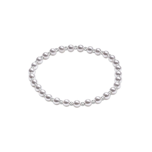 Classic Grateful Pattern Sterling Pearl 4mm Bead Bracelet