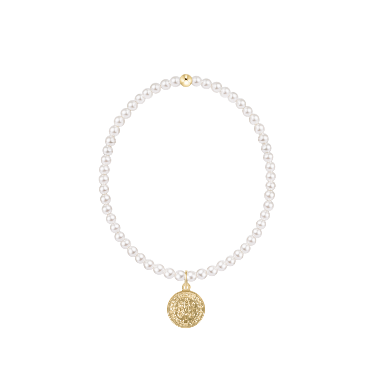 Classic Pearl 3mm Bracelet - Blessing Gold Disc