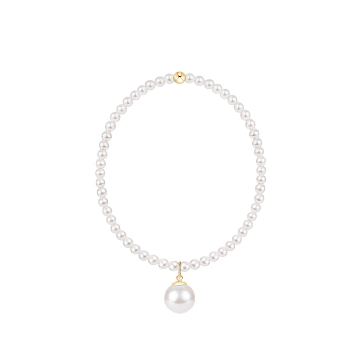Classic Pearl 3mm Bracelet - Classic Pearl 10mm Charm