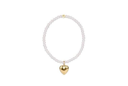Classic Pearl 3mm Bracelet - Love Plush Gold Charm