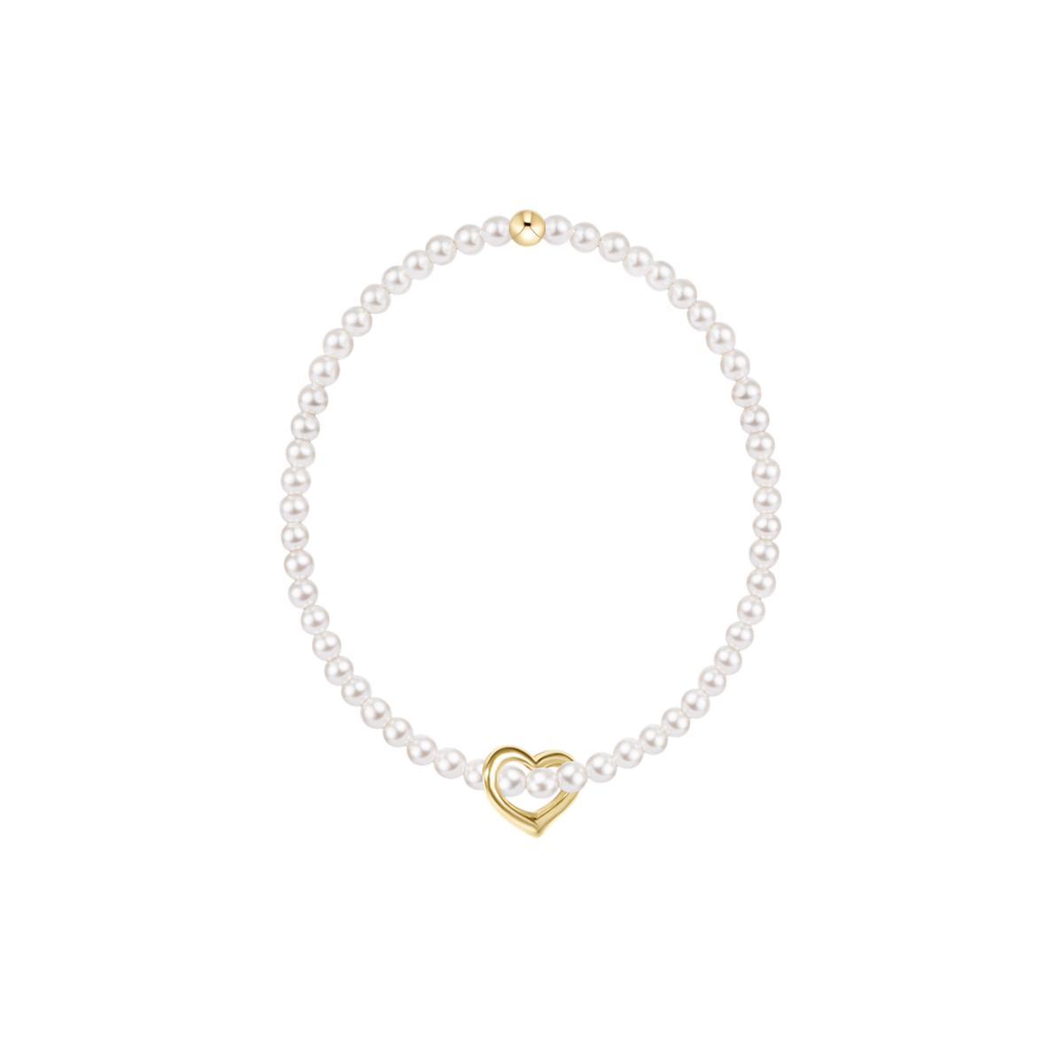 Classic Pearl 3mm Bracelet - Love Gold Charm
