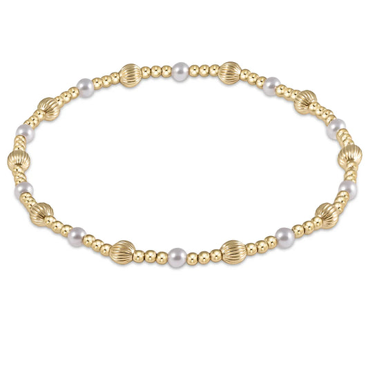 Dignity Sincerity Pattern 4mm Bead Bracelet -  Pearl
